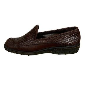 Cole Haan Brown Woven Leather Slip On Driving Loafers Size 7.5